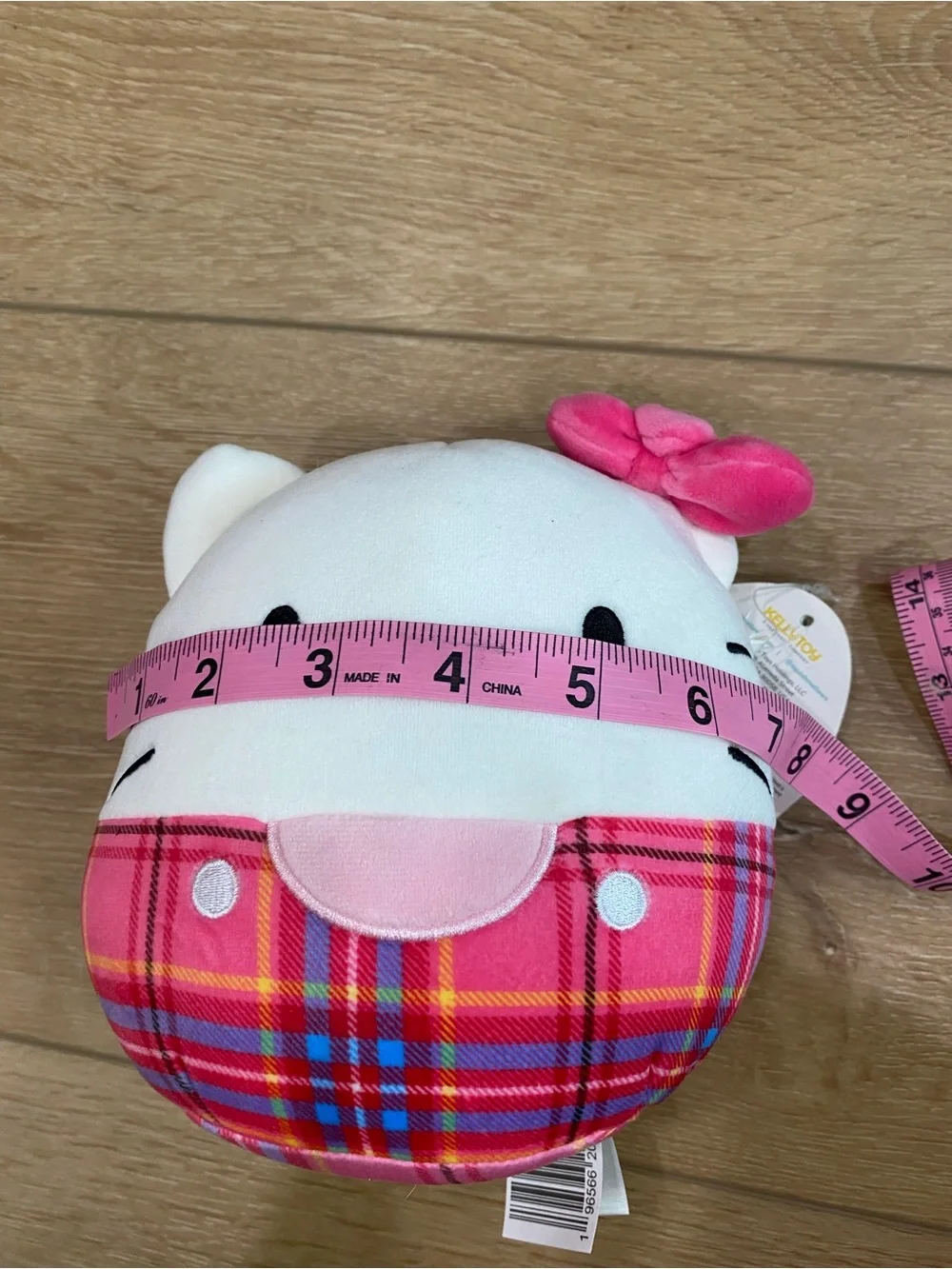 Hello Kitty Squishmallows 6.5” Red Plaid Tartan Plush Sanrio Kellytoy NWT Gift